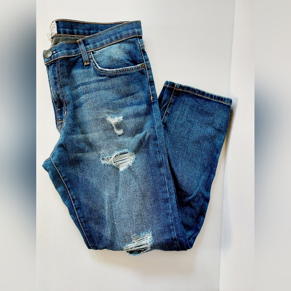 Current/Elliott Jeans "The Fling" Benett Destroy size 30 Slim Ankle Crop Denim